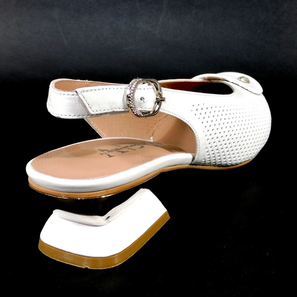 ALESSANDRO DI MARIA 🇮🇹 WOMEN'S  WHITE SOFT LEATHER SUMMER SANDALS - Picture 5 of 8